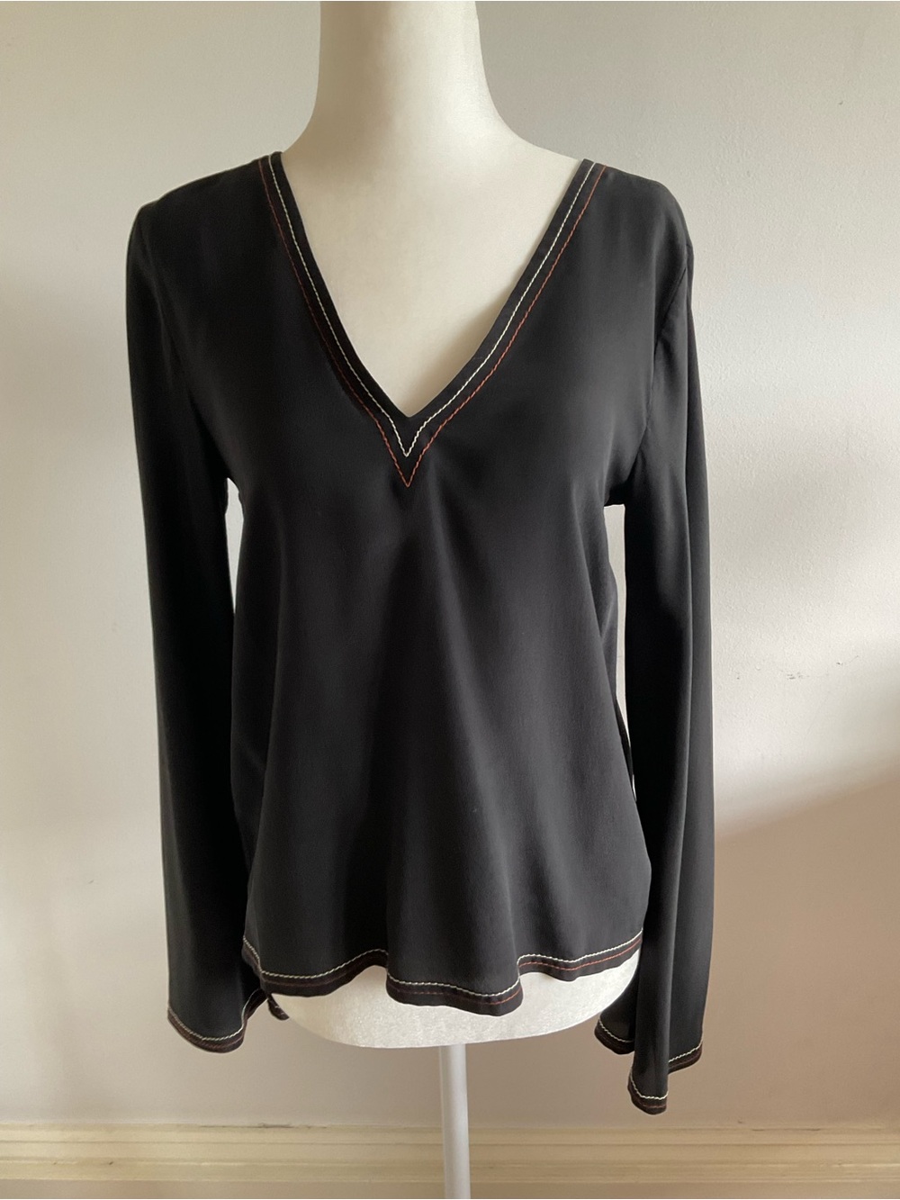 Madewell Women’s Black V-Neck Long Sleeve Top XXS